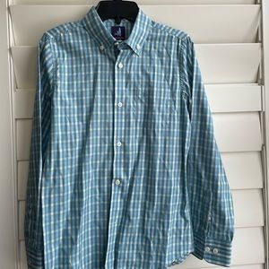 Johnnie-O boys Blue & Green Gingham long sleeve button down shirt, Size 12